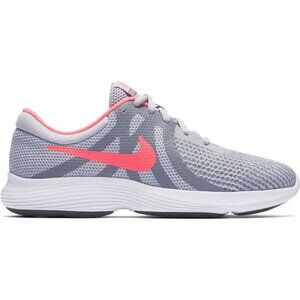 Youth Girls Nike Revolution 4 Wolf Grey/Racer Pink Sneakers